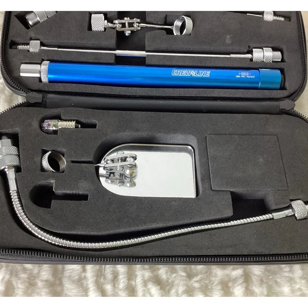 CREWLINE 8-Piece Metal Inspection Tool Light Kit‎ in Zippered Case Unused VTG